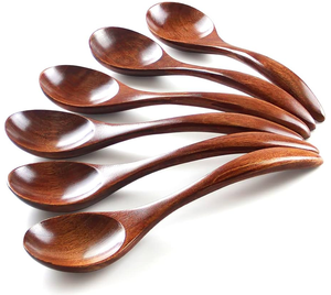 Cuillères à dessert en bois, lot de 6, design moderne et luxueux, finition miroir, écologiques, compatibles lave-vaisselle, prix de gros imbattable, fournisseur. - Product Image 1