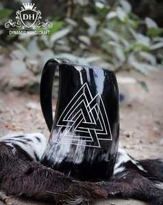 แตรดื่มแบบชนบทถ้วยทรงแตรแกะสลักมือ - Product Image 1