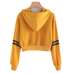 Sweat-shirt à capuche court pour femmes, mode décontractée, pull-over, sweat-shirt à manches longues, sweat-shirt à capuche avec logo personnalisé OEM, fournisseur en gros - Product Image 1