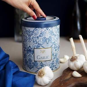 Boîte de rangement en métal Kontensan ER1881D 140x180 mm 2,5 L avec couvercle coulissant, motif décoratif bleu et blanc inspiré des azulejos - Product Image 3