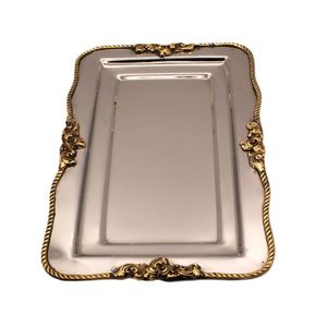 Bandeja de servicio de metal de aspecto vintage con textura desgastada y marco fuerte, ideal para el servicio de alimentos o la decoración del hogar - Product Image 5