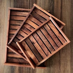 ถาดไม้หรูหราแบบใช้แล้วทิ้งของตกแต่งสำหรับผลไม้แห้งทำจากไม้อินเดียอินเดียแบบทำด้วยมือเป็นมิตรต่อสิ่งแวดล้อม - Product Image 4