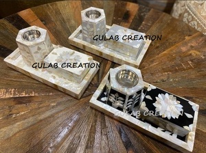 Bandeja Mubkhar de Nácar Más Vendida |   Eid Ramadan - Porta Incienso Rectangular Religioso Hecho a Mano con Incrustaciones de Perlas - Product Image 3