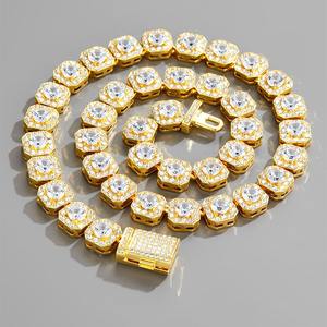 Collier en or jaune 18 carats personnalisé avec diamants de laboratoire, qualité supérieure, style hip-hop, moissanite VVS, passe le testeur de diamants, chaînes - Product Image 1