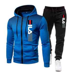 2025 automne hiver hommes décontracté sport sweat à capuche pantalons de survêtement ensemble nouveau Style européen américain fermeture éclair survêtements - Product Image 2
