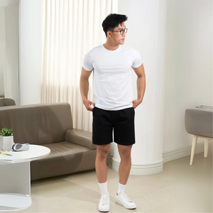 Camiseta básica de manga corta con cuello redondo para hombre, camiseta elegante de poliéster/algodón de alta calidad, diseño de estampado liso de talla grande - Product Image 4