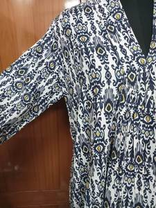 Vestido informal de algodón indio estampado a mano-Vestido largo con túnicas para mujer Método de tejido de cintura natural - Product Image 4