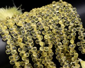 Cuentas de lágrima facetadas de cuarzo limón cuentas de Briolette de cuarzo limón Natural para COLLAR COLGANTE pendientes fabricación de joyas artesanías - Product Image 6