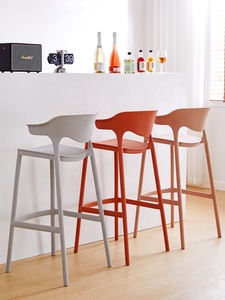 Chaise de <span class=keywords><strong>bar</strong></span> café de couleur pure, <span class=keywords><strong>fauteuil</strong></span> léger tout en plastique, chaise d'étude avec repose-pieds - Product Image 5