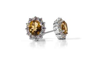 Boucles d'Oreilles Citrine Naturelles En Argent Sterling 925 Avec Swarovski Zirconia Gemstone Bijoux Pour Femmes Cadeau Pour Elle - Product Image 6