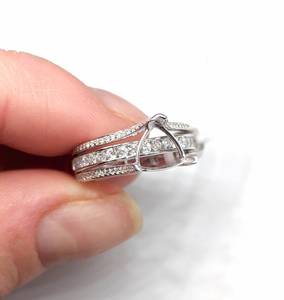 Anillo de bodas Micro Pave de trillón de Plata de Ley 925 de 8mm, banda ancha Triple, semi montaje con ajuste de piedra de punta, joyería para mujer - Product Image 3