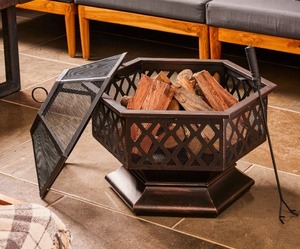 Vente en gros de foyer extérieur en métal en forme de hexagone avec barbecue pour jardin/jardin/patio artisanat support de feu de joie - Product Image 6