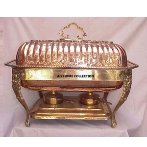 Plato de frotamiento de Color oro rosa rectangular de lujo europeo con calentador de alimentos de soporte para eventos de hotel y catering precio razonable - Product Image 1