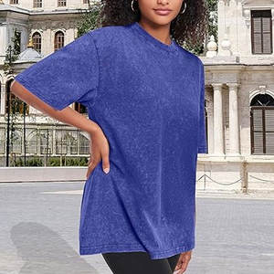 เสื้อยืดผ้าฝ้ายฟอกสีกรดสำหรับผู้หญิงออกแบบได้ตามต้องการสวมใส่สบายและเป็นมิตรกับสิ่งแวดล้อม - Product Image 3