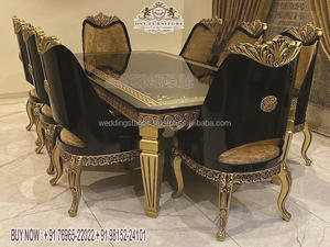 Juego de Comedor de Madera de Teca de Diseño Exclusivo con Tallado de Alta Gama para 8 Personas, Elegante Juego de Mesa de Comedor con Acabado Pulido de Alto Brillo - Product Image 4