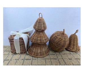 Vietnam Natural Rattan Ball-Shaped Acorns <b>Ornaments</b> Wicker Hanging Decor for Home Table Christmas <b>Easter</b> with Bag Packaging - Product Image 1