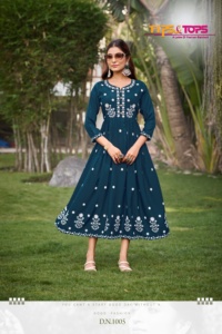 Womens Latest Design Rayon Slub 16 Kg Cotton Thread Embroidery Work <b>Kurti</b> for Women Available at Affordable Price - Product Image 3