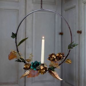ที่แขวนเทียนรูปพวงหรีดคริสต์มาสแบบติดผนัง ทำจากเหล็กดัด มีหลายสี สำหรับตกแต่งบ้านในเทศกาลวันหยุดคริสต์มาส - Product Image 3
