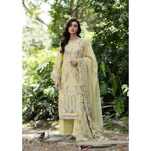 Ensemble de costume ELAF pour femmes, chemise brodée en dentelle à 3 pièces avec dupatta imprimé en mousseline et pantalon - BIC-4912 - Product Image 1