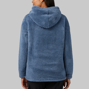 Sudadera con capucha con forro de Sherpa de invierno personalizada para mujer, jersey de lana cálida de peso pesado, Sudadera con capucha de gran tamaño con logotipo frontal, cuello con capucha, la mejor calidad - Product Image 2