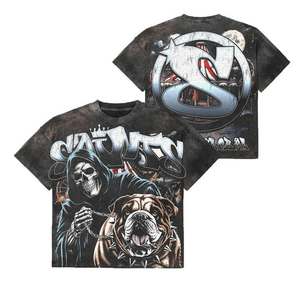 เสื้อยืดโอเวอร์ไซส์ผู้ชายโอเวอร์ไซส์ผ้าฝ้าย100% สตรีทแวร์ผ้าคอตตอนซักแบบย้อนยุคทรงบ็อกซี่ครอปพอดีกับภาพพิมพ์ลายกราฟิกระดับพรีเมียม - Product Image 2