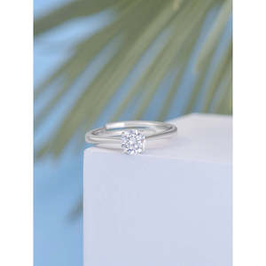 แหวนหมั้นเพชรแบบคลาสสิกปรับได้1กะรัตของผู้หญิงคอลเลกชันแหวนเพชรที่สง่างาม - Product Image 1