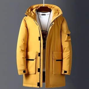 2025 nuevas chaquetas de invierno para hombre, chaquetas largas con capucha cálidas para otoño, Top informal, Parka para hombre, abrigo negro esponjoso Beige amarillo - Product Image 4