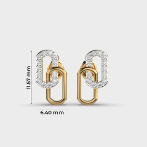 Hermosos pendientes de moda de diamantes cultivados en laboratorio de oro amarillo de 10K, hermoso diseño de eslabones de cadena entrelazados, regalo de boda para mujer - Product Image 6