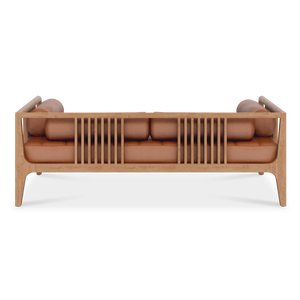 Alexandra Solid Teak Wood Frame <b>Daybed</b> <b>for</b> in or Outdoor with Soft Leather Seat with Natural Finish - Product Image 3