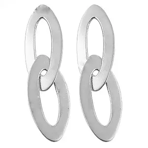 Boucles d'oreilles pendantes ovales en argent pour femmes, bijoux élégants et tendance - Product Image 3
