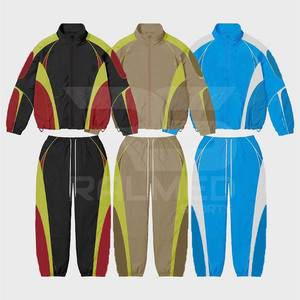 Chándal cortavientos, colores personalizados, logotipo personalizado, hombros caídos, resistente al agua, conjunto de chaqueta y pantalón con cremallera de 2 piezas para hombre - Product Image 1