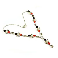 Collier bohème en argent de fabrication indienne avec pierres d'agate, chaîne à maillons de forme géométrique, modèle pour femmes, idéal pour les fêtes/cadeaux