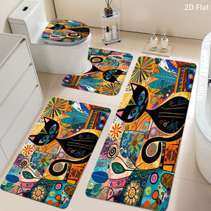 Custom Printed Absorbent <b>Bathroom</b> Rug <b>Set</b> for <b>Bathroom</b> Non-Slip Shower Curtain Bath <b>Mat</b> - Product Image 1