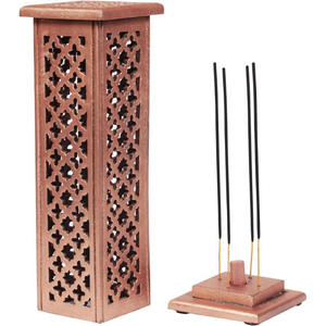 Soporte de incienso de madera étnico vintage con diseño de símbolo sagrado tallado para el Templo del hogar, sala de meditación - Product Image 5