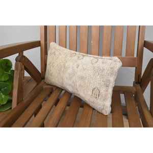 Beige <b>Kantha</b> Patchwork Wool Pillow 8x16 Inch Rustic Floral <b>Throw</b> Pillow with Vintage Embroidered Print Premium Style Portable - Product Image 3