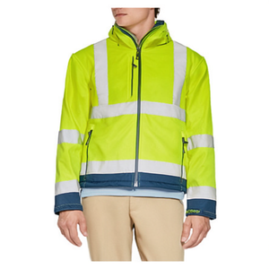 Chaqueta Softshell de Alta Visibilidad con Capucha y Cremallera para Hombre, Estilo Ropa de Trabajo, con Estampado Reflectante - Azul Marino LIAM by ELYSEE - Product Image 2