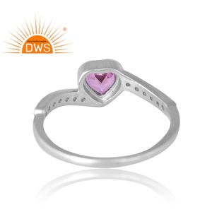 Latest Design Sterling <b>Silver</b> Palladium <b>Plated</b> Natural Pink Topaz & White Topaz Gemstone Ring Custom Jewelry Manufacturer - Product Image 2