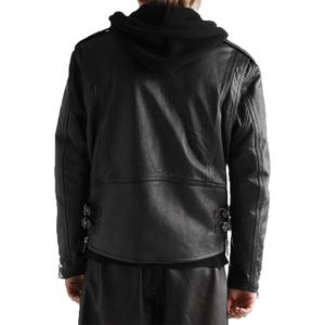 Chaqueta de cuero para motocicleta de moda recortada clásica ajustada para hombre de la mejor calidad, chaqueta de lona informal inteligente para motociclista de calle alta - Product Image 6