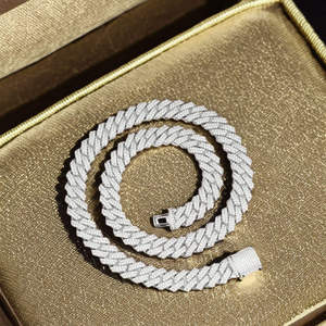 VVS Moissanite 14mm Hip Hop corte redondo diamante cubano enlace cadena Iced Out joyería para hombres 925 plata esterlina - Product Image 4