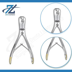 Cortador manual de punta y lateral con mangos dorados y borde de carburo de tungsteno para cortar alambres de Kirschner de hasta 1.5 mm y 175 mm de longitud - Product Image 3