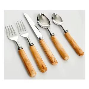 Juego de Cubiertos de Acero con Incrustaciones de Cuerno y Perilla, Juego de Cubiertos de Acero Pulido Espejo, Juego de Cubiertos con Mango de Cuerno - Product Image 3