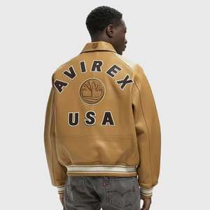 Veste en cuir Avirex pour homme, en cuir de vache véritable, style vintage, édition limitée, fermeture éclair épaisse pour l'hiver - Product Image 3