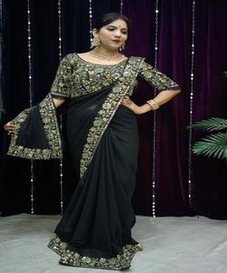 ชุดส่าหรีสำหรับใส่ไปงานปาร์ตี้ใหม่ล่าสุดผ้าจอร์เจียลำดับเซ็ตพร้อมเสื้อชิ้นสำหรับผู้หญิงเสื้อผ้าสำหรับผู้หญิงขายส่ง - Product Image 3