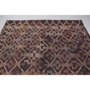 พรมขนาด 5.7x8.9 ฟุต, พรมตุรกีโบราณขนาดใหญ่, พรมขนสัตว์คิลิมสีน้ำตาล - Product Image 5
