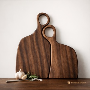 Ensemble de planches à découper en bois, forme rectangulaire avec poignée, finition bois naturel, planche à découper de cuisine pour la préparation des aliments - Product Image 2