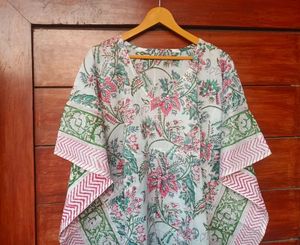 Lujo verano ligero algodón indio caftán hecho a mano Floral bloque estampado palabra de longitud playa cubierta vestido Natural lavable - Product Image 2