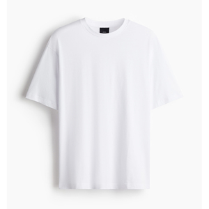 Camiseta Deportiva Blanca de Algodón para Hombre, Corte Ajustado, Estilo Casual, Hombros Caídos, Manga Corta, Estilo Formal, Transpirable y de Secado Rápido - Product Image 1