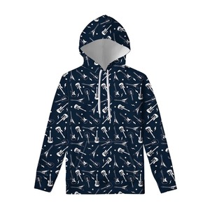 Sweat à capuche imprimé guitare vintage pour hommes sweat à manches longues pour l'hiver et l'automne lâche rue hauts à la mode teint uni - Product Image 4