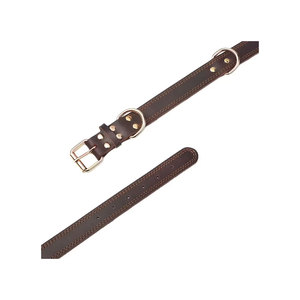 Collier de chien en cuir véritable solide à la mode personnalisé Double anneau en D Matériel en alliage Rivet décoré personnalisé Prix de gros - Product Image 1