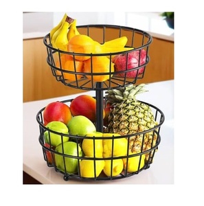 Cesta de Alambre Metálica con Recubrimiento de Polvo Blanco para Almacenamiento en la Cocina, Forma Personalizable, Cesta de Almacenamiento de 2 Niveles, Estilo Único - Product Image 3